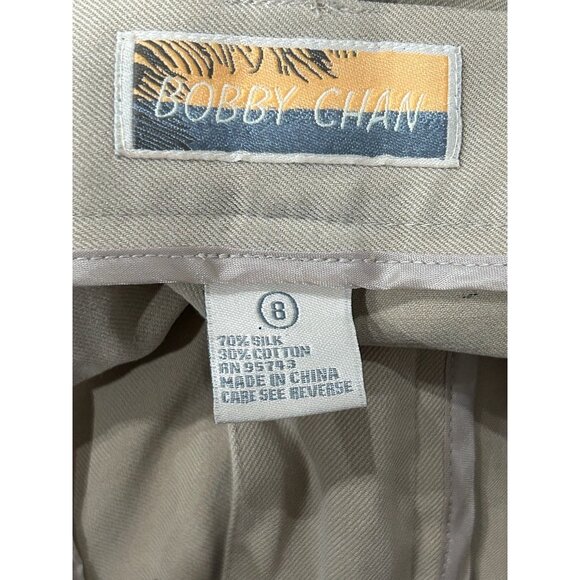 Bobby Chan Womens Size 8 Beige Silk Blend Cargo Capri Pants - Picture 5 of 8